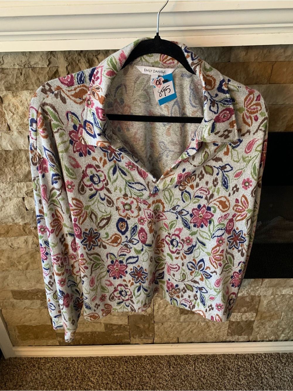 Emily Daniel’s Floral Collared Long-Sleeve Top - Boho V Neck Soft